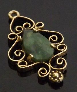 Vintage Fine 14 Karat Gold Oranate Jade Charm Bracelet Charm NR