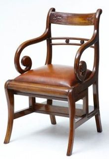 MAHOGANY METMORPHIC LIBRARY CHAIR LEATHER STEPS