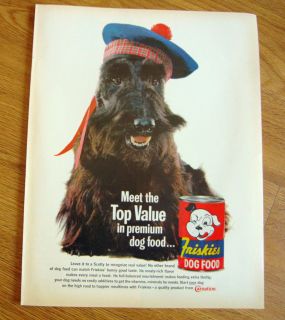 1961 Friskies Dog Food Ad Scotty Scottish Terrier Dog
