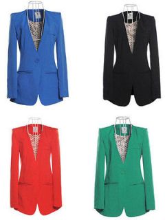 OL Celebrity Style Candy Color Women Basic Slim Foldable Suit Blazer
