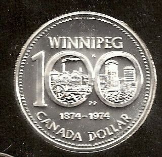 1974 CANADA Silver Dollar   Winnipeg Centennial Dollar