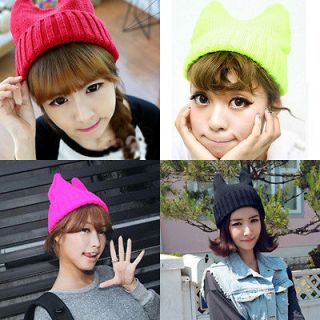 New Fashion Cute Lovely Cats Ear Knitted Hat Cap Devil Angle Hats