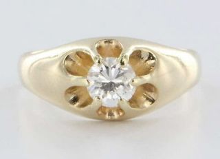 Antique Art Deco 14k Yellow Gold Diamond Tulip Mens Ring Jewelry Pre
