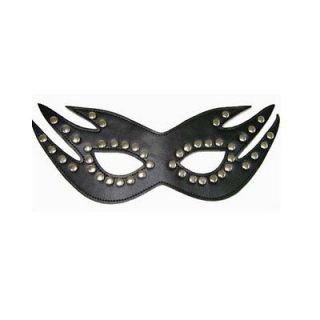 Black Studded Leather Masquerade Party Ball Fantasy Cats Eye Face Mask