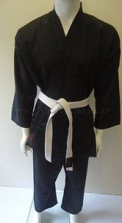 SKT Black 8oz Karate Suit Gi Poly Cotton Kids Children Sizes +Free