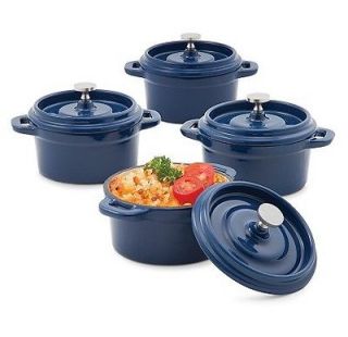 Newly listed Wolfgang Puck 8 Pc Cast Iron BLUE Porclain Enamel Cocotte