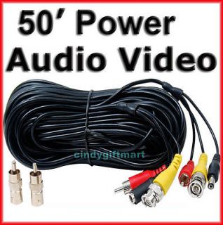50ft CCTV CCD Camera Video Audio Power Cable Surveillance Wire Cord