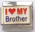 LOVE MY BROTHER 9mm ENAMEL ITALIAN CHARM LINK HEART FAMILY SISTER