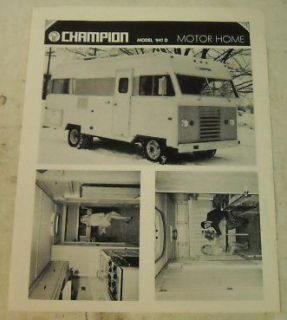 Champion c. 1965 1970 941D RV Motor Home Sales Brochure