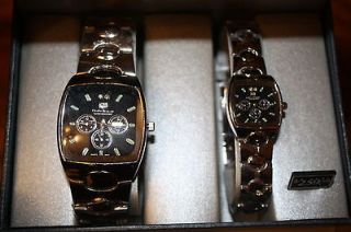 NEW CHARLES DUMONT Black and Silver His/Her Watch Set Quartz
