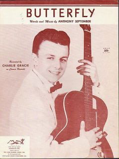Butterfly 1957 CHARLIE GRACIE on Cameo ANTHONY SEPTEMBER Sheet Music