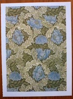 c1980s William Morris Wallpaper Wreath Pattern Colour Plate Design