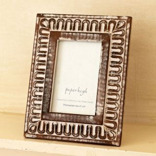 Antique White Hand Carved Photo Frame, Shabby Chic, Distressed Style