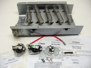 W838K Dryer Element Heater Kit for Whirlpool 279838 + 279816 + 3387134