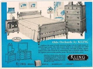 1955 Kling Bedroom Furniture Olde Orcharde Vintage Print Ad