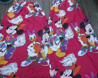 Mouse Donald Minnie Daisy Sports 2 Curtains Red Pleated Fabric NEW