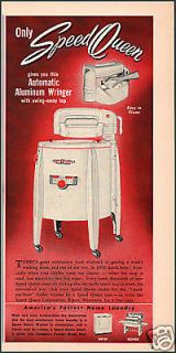 1950 SPEED QUEEN Wringer WASHING MACHINE Laundry AD