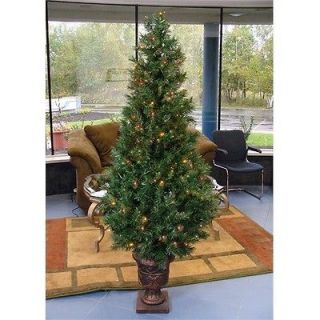 Potted Artificial Christmas Tree With 100 Multi Color Lights