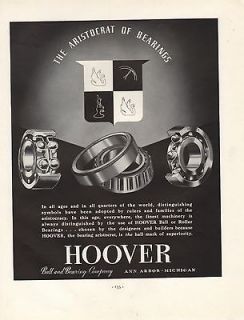 1938 VINTAGE HOOVER BALL AND BEARING COMPANY ARISTOCRAT OF BEARINGS