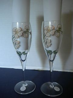 PERRIER JOUET Flower Champagne Flutes Glasses Set 2 Classic Made in