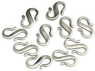 10 New Antique Silver S Hook Clasps 13mm x 8mm For Bracelet Necklace