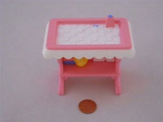 Loving Family Dollhouse Pink Baby Doll Changing Table Nursery Girl