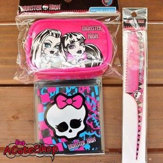 Monster High Coin Bag Mirror Hair Comb 3PC Set Party Gift Pink