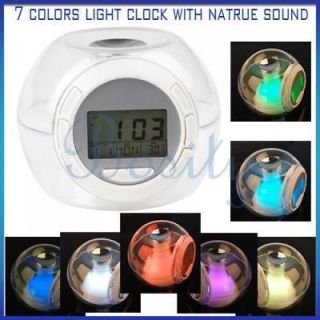 Sound 7 Color Changing Night Light Digital Alarm Clock Kids Gift