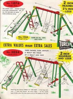 1959 TURCO GYM SWING PLAY SET GLIDER SLIDE PRINT AD