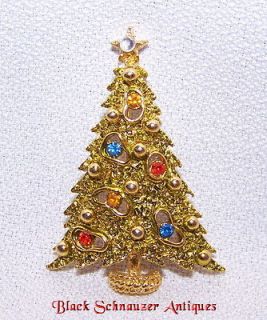 Vintage CHRISTMAS TREE Pin Brooch signed ~RON