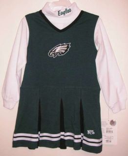 Girls Philadelphia Eagles Cheerleader Outfit Cheer Costume Set Dress