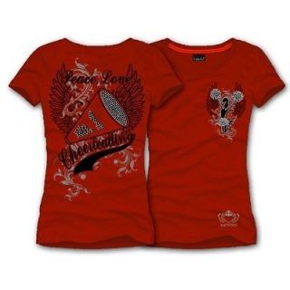 Katydid Collection Peace Love Cheerleading Rhinestone Shirts Red