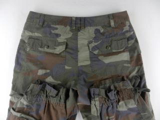 London Chino Green Army Camo Capri Cropped 100% Cotton Pants Womens Sz