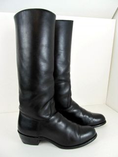 KROOP BLACK LEATHER EQUESTRIAN JOCKEY EXERCISE BOOTS MENS 8 WOMENS