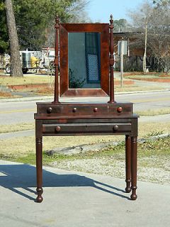Mahogany American Empire Dressing Table/Vanity with Mirror circa 1840