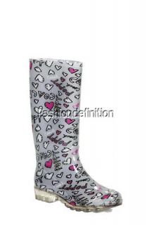 New Coach Authentic Women PIXY Poppy Grey Knee High Rain Boots Shoes