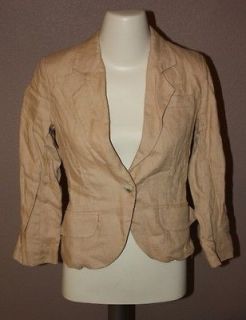 Gibson Linen Blazer sz XS EUC w/ small hole BEIGE womens jacket $88