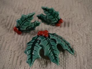 MOLD HOLIDAY CHRISTMAS POINSETTIA SCREWBACK EARRINGS BROOCH PIN