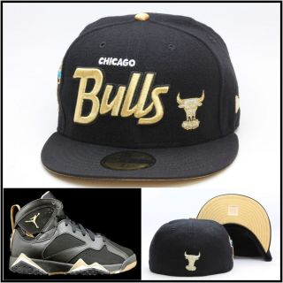 New Era Chicago Bulls Custom Fitted Hat For Air Jordan 7 VII Gold