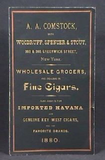 1880 A. A. COMSTOCK Dealers Fine CIGARS NY Price LIST
