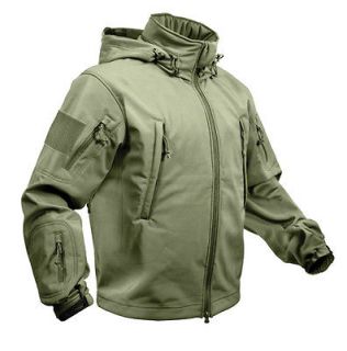 OLIVE SPECIAL OPS TACTICAL SOFT SHELL JACKET   WATERPROOF DET ACHABLE