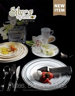 125 Pieces China and Silver Like Plastic Plate and Cutlery COMBO Pack