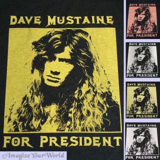 Mens BLACK T Shirt Dave Mustaine For President S/S Megadeth fan Humor