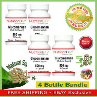 Bottles Glucomannan, Weight & Cholesterol Support, Konjac, 500mg, 30