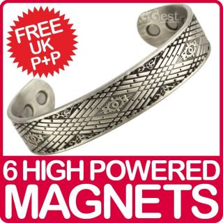 Mens Chunky Celtic Magnetic Copper Bracelet Pewter Finish 6 STRONG