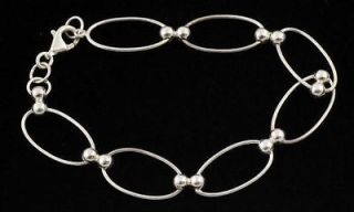 Design 925 Sterling Silver Round Wire Segment Link Bracelet