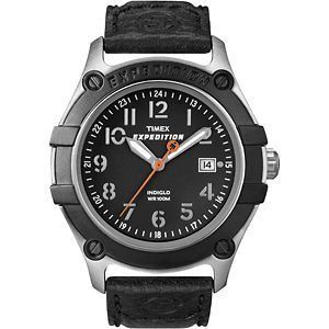 Timex Expedition Mens Watch Black Dial Black Leather Band T498069J