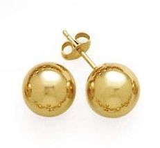 14K Yellow Gold Ball Stud Earrings With 14k Push Back 3, 4, 5, 6, 7