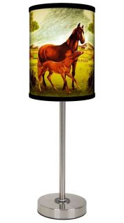 Box Saturday Evening Post Horses Shade Table Lamp Choice Of 3 Bases