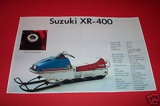 73 SUZUKI XR 400 SNOWMOBILE POSTER Vintage xr400 sno machine